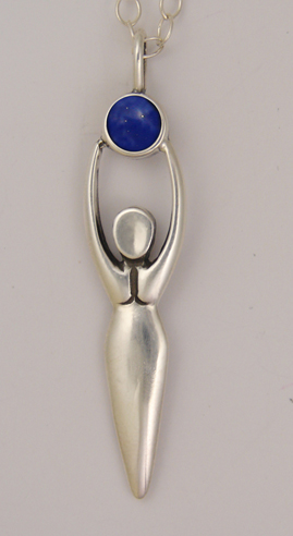 Sterling Silver Women Pendant With Lapis Lazuli